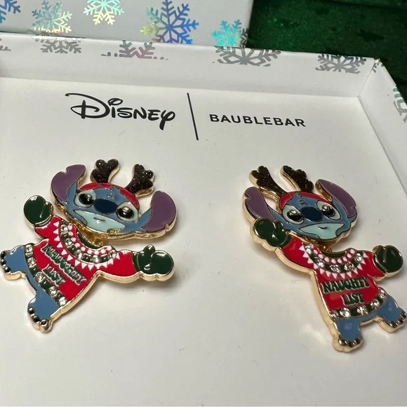 BaubleBar x Disney Stitch Naughty List Sweater Reindeer Antlers post earrings - Picture 1 of 11